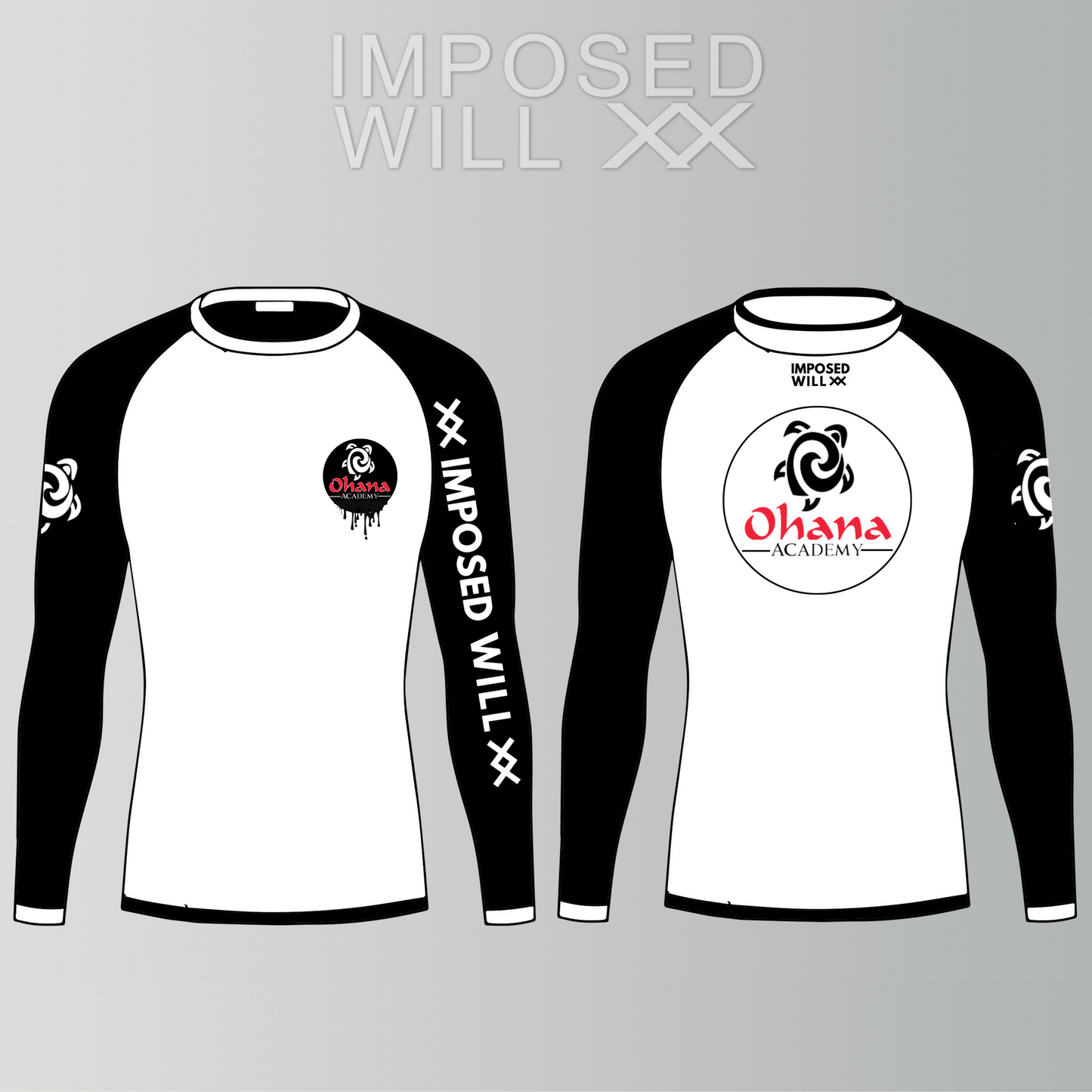 YOUTH Ohana Academy Rashguard - Long Sleeve: White/Black