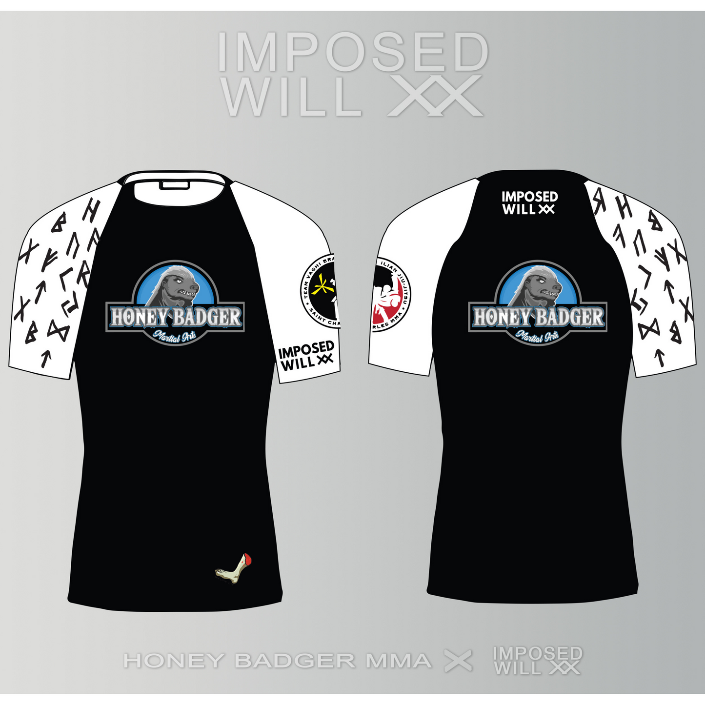 YOUTH HBMA Rashguard - LOOSE Fit Short Sleeve: Black/White