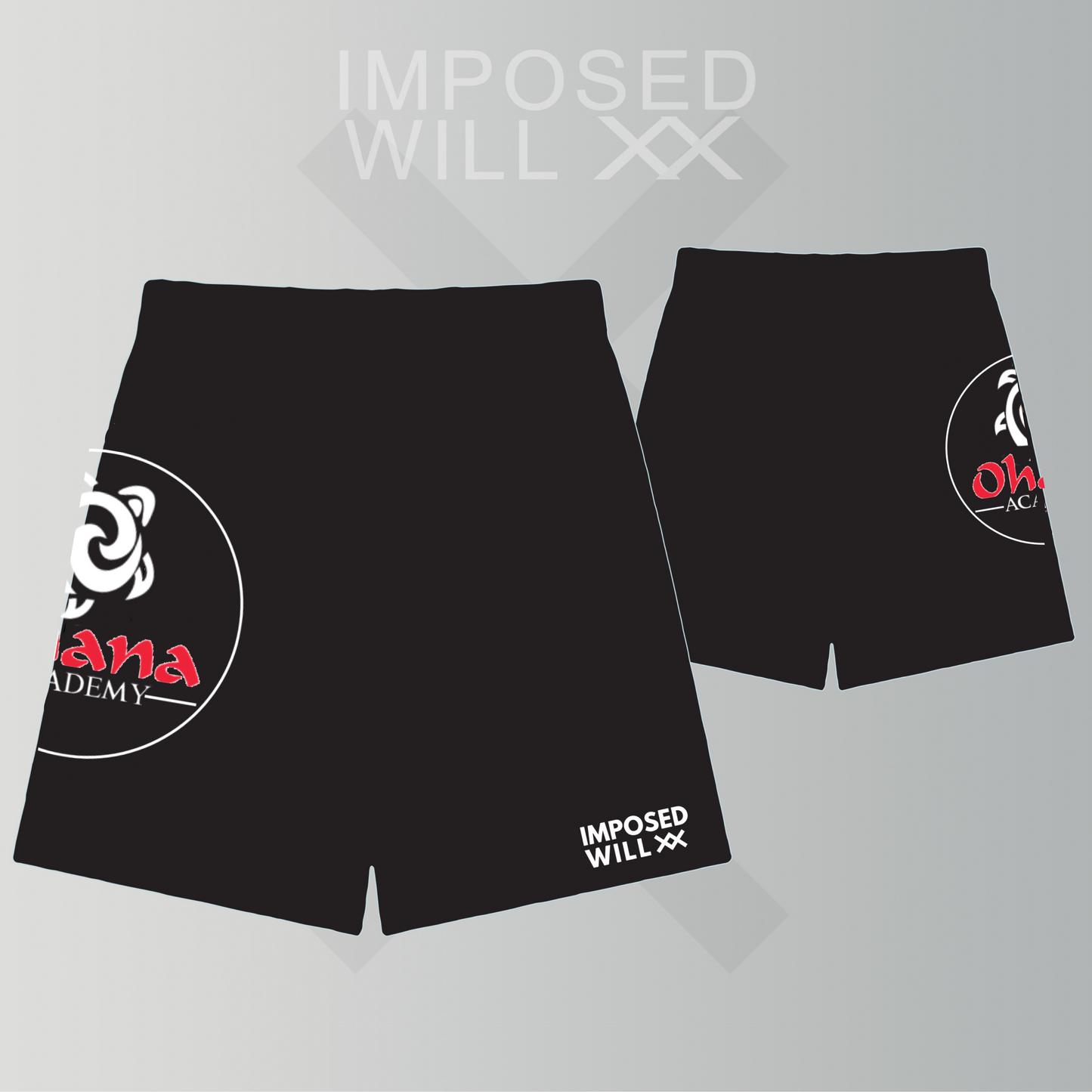 MENS/UNISEX Ohana Academy FreeFlo Shorts: Black, Large Side Logo