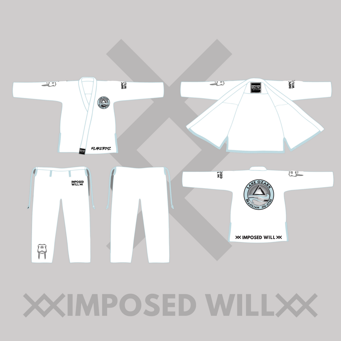 MENS/UNISEX Lake Ozark BJJ Ground ZerØ Gi - White