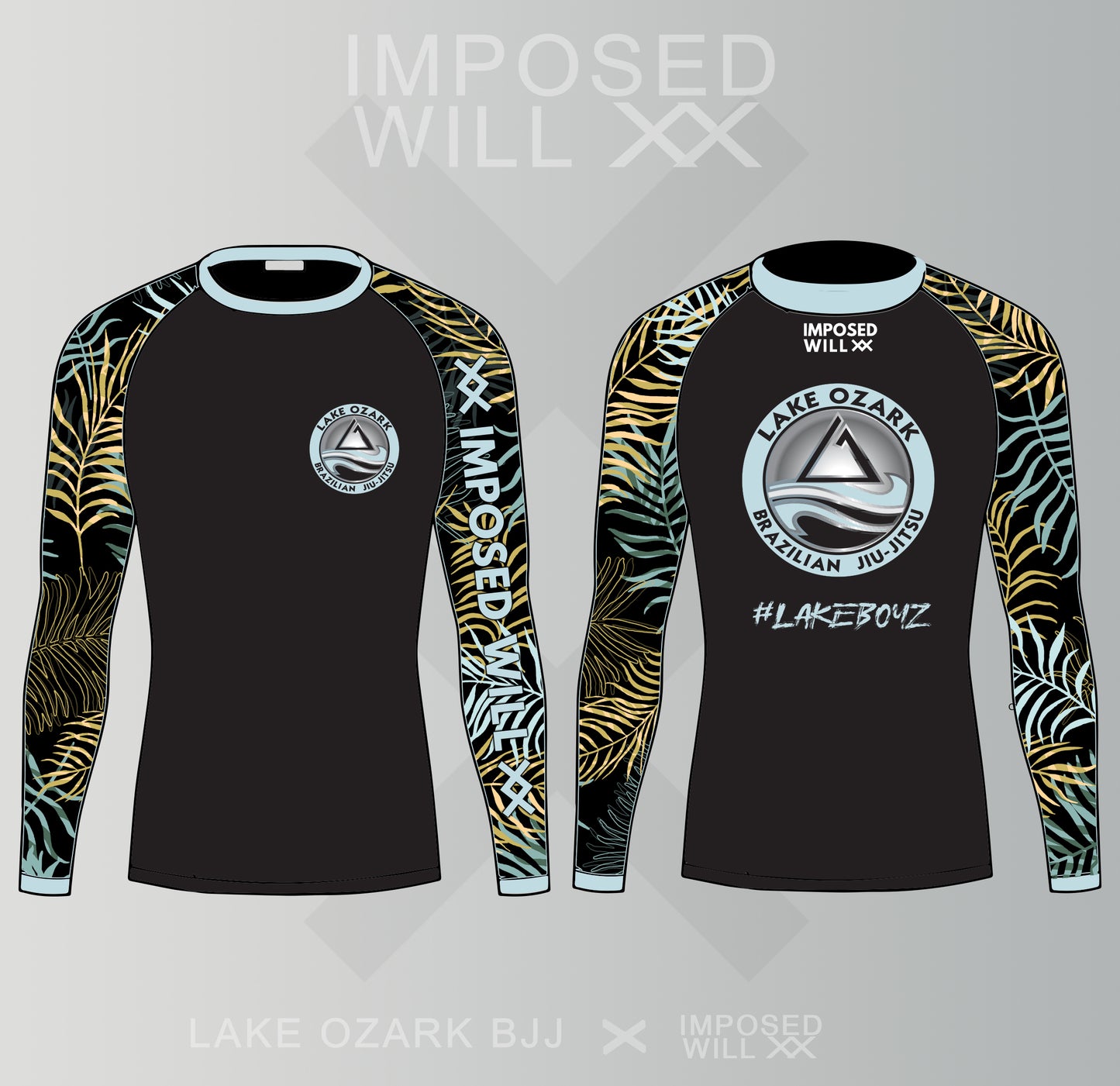 YOUTH Lake Ozark BJJ Rashguard - Long Sleeve: Black/Lake Floral