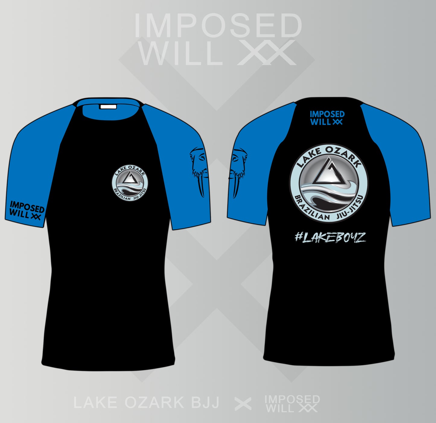 WOMENS Lake Ozark BJJ Ranked Rash - Short Sleeve: Black/Blue