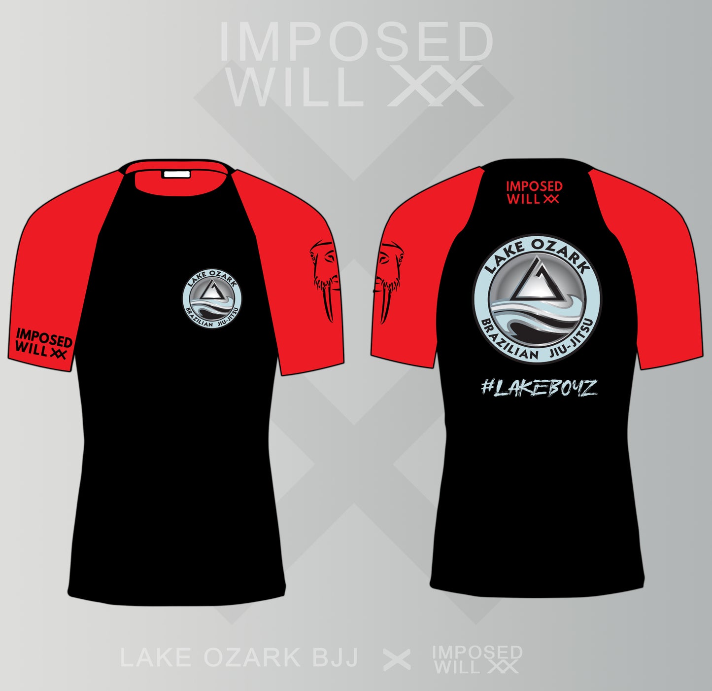 WOMENS Lake Ozark BJJ Ranked Rash - Short Sleeve: Black/Red
