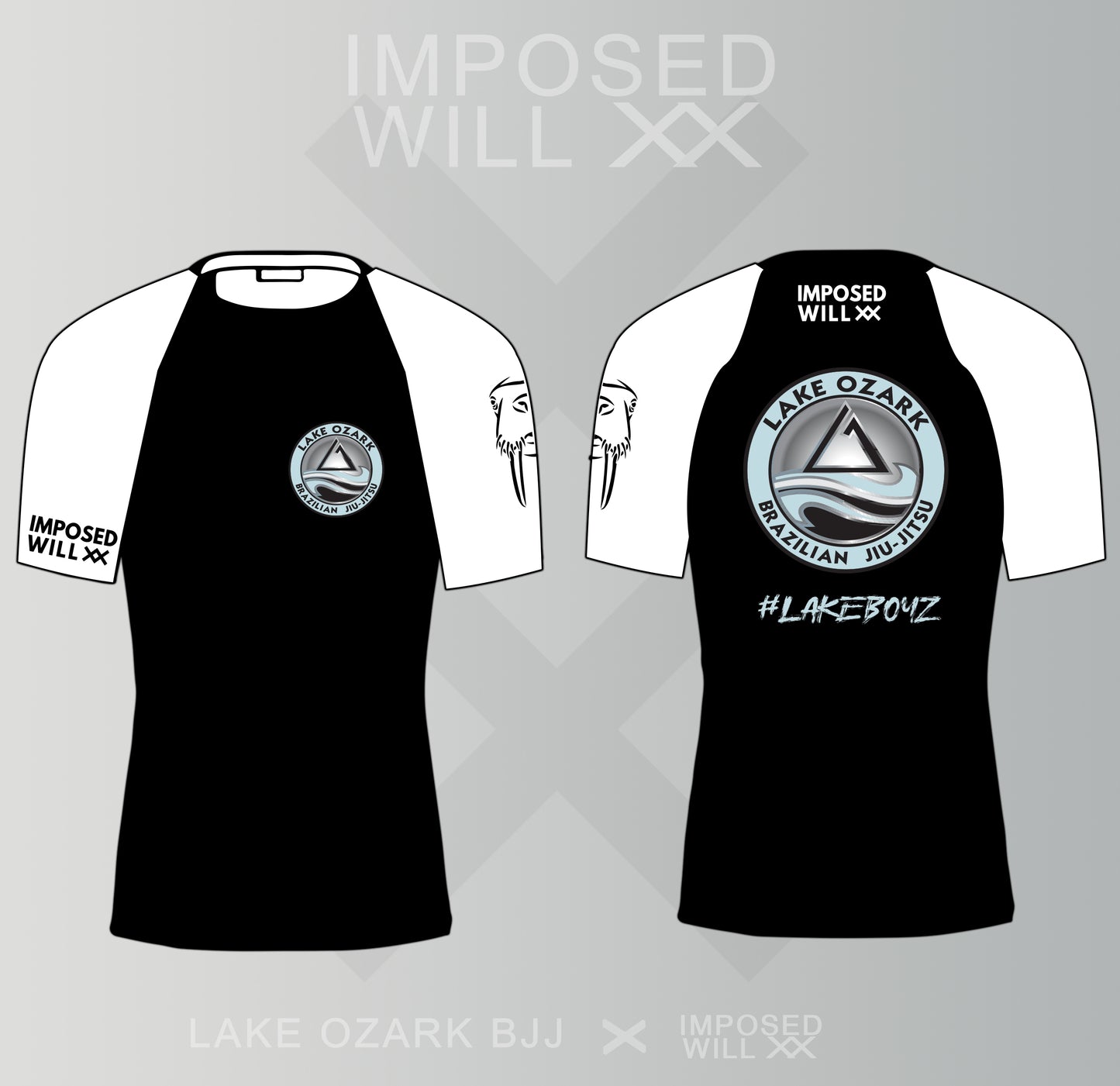 WOMENS Lake Ozark BJJ Ranked Rash - Short Sleeve: Black/White