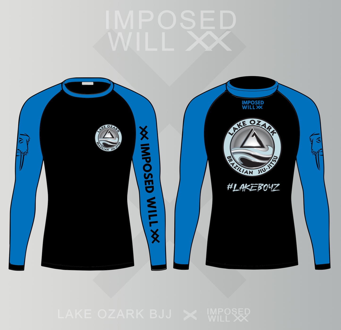 WOMENS Lake Ozark BJJ Ranked Rash - Long Sleeve: Black/Blue