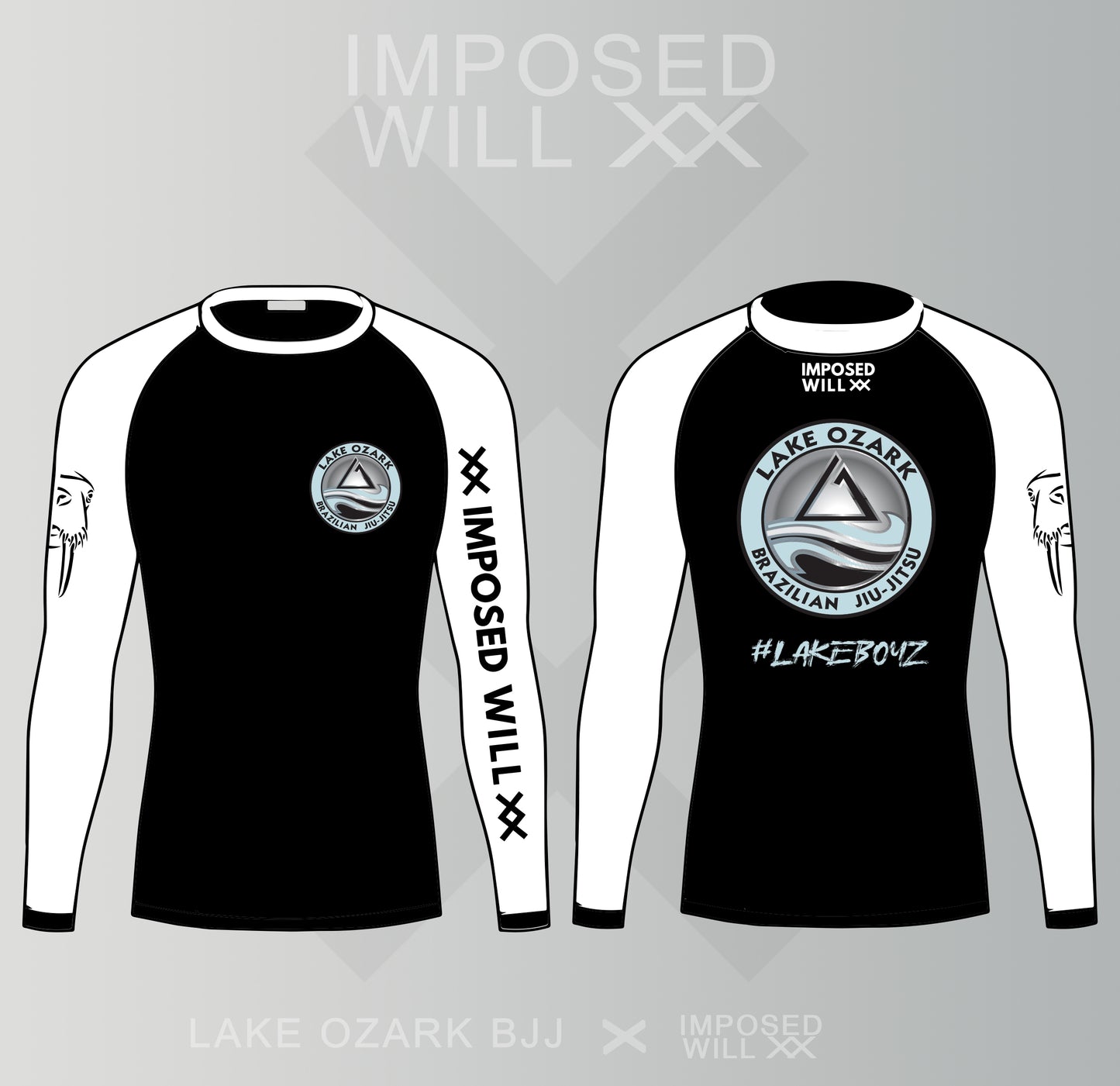 WOMENS Lake Ozark BJJ Ranked Rash - Long Sleeve: Black/White
