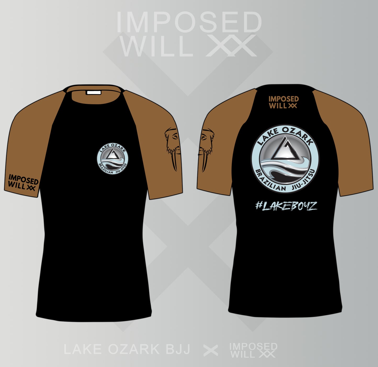 WOMENS Lake Ozark BJJ Ranked Rash - Short Sleeve: Black/Brown