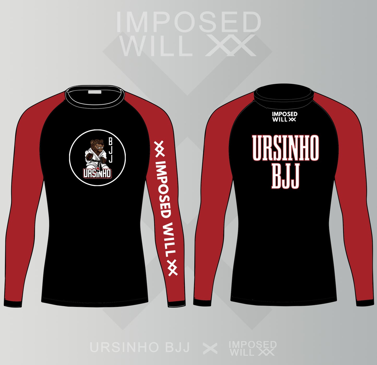 MENS/UNISEX Ursinho BJJ Rashguard - Long Sleeve: Black/Red
