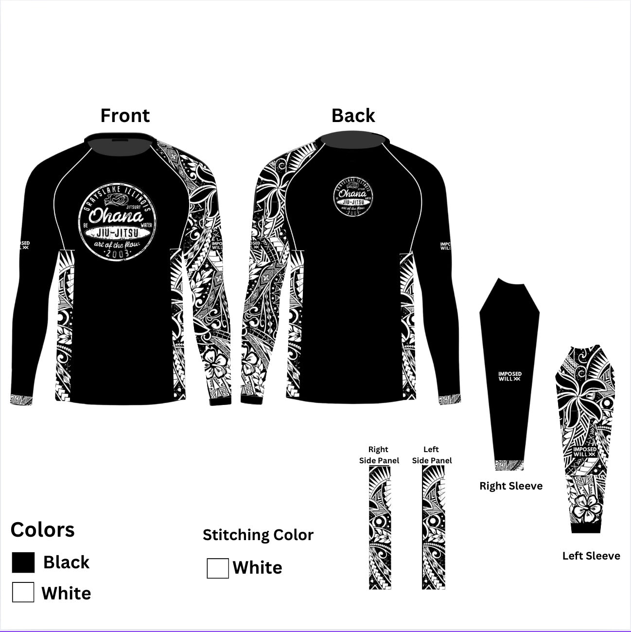 MENS/UNISEX Ohana Jiu Jitsu Tribal Rashguard - COMFORT FIT