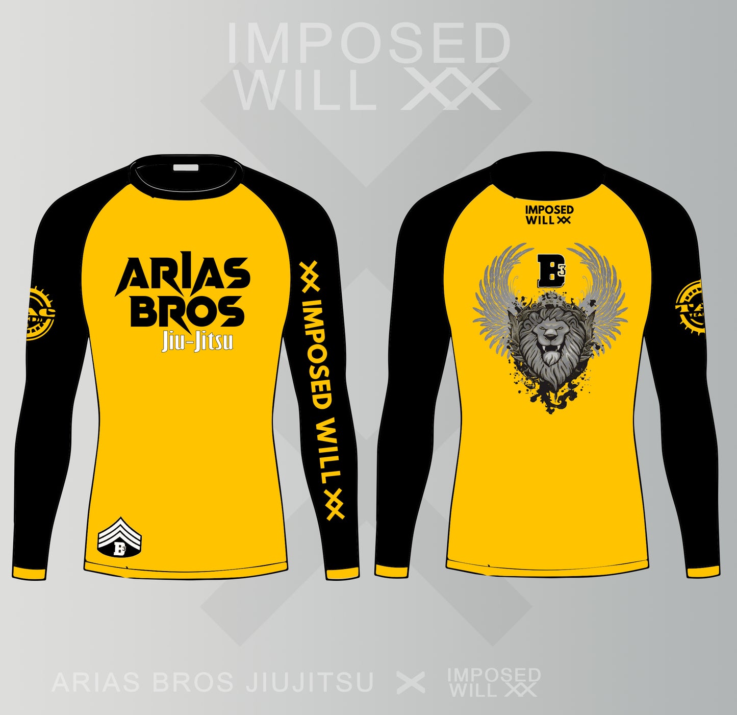 WOMENS Arias Bros Jiu Jitsu Rashguard - Long Sleeve: Yellow/Black