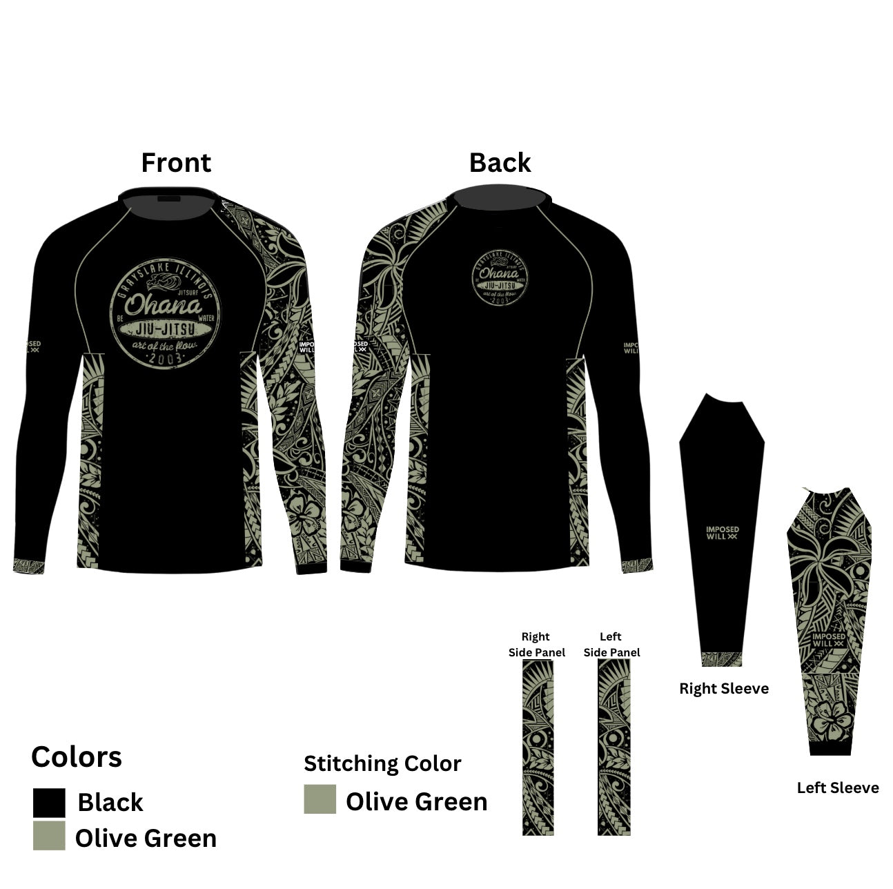MENS/UNISEX Ohana Jiu Jitsu Tribal Rashguard - COMFORT FIT