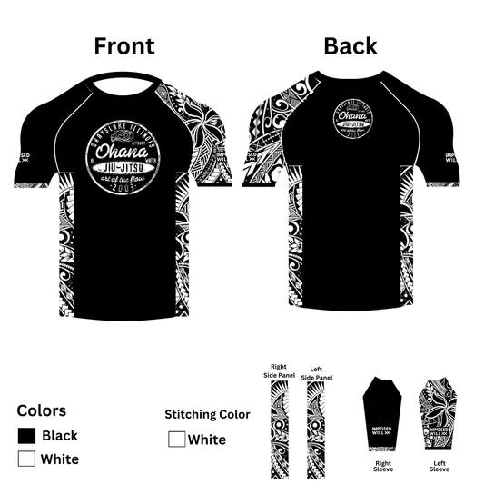 MENS/UNISEX Ohana Jiu Jitsu Tribal Rashguard - COMFORT FIT