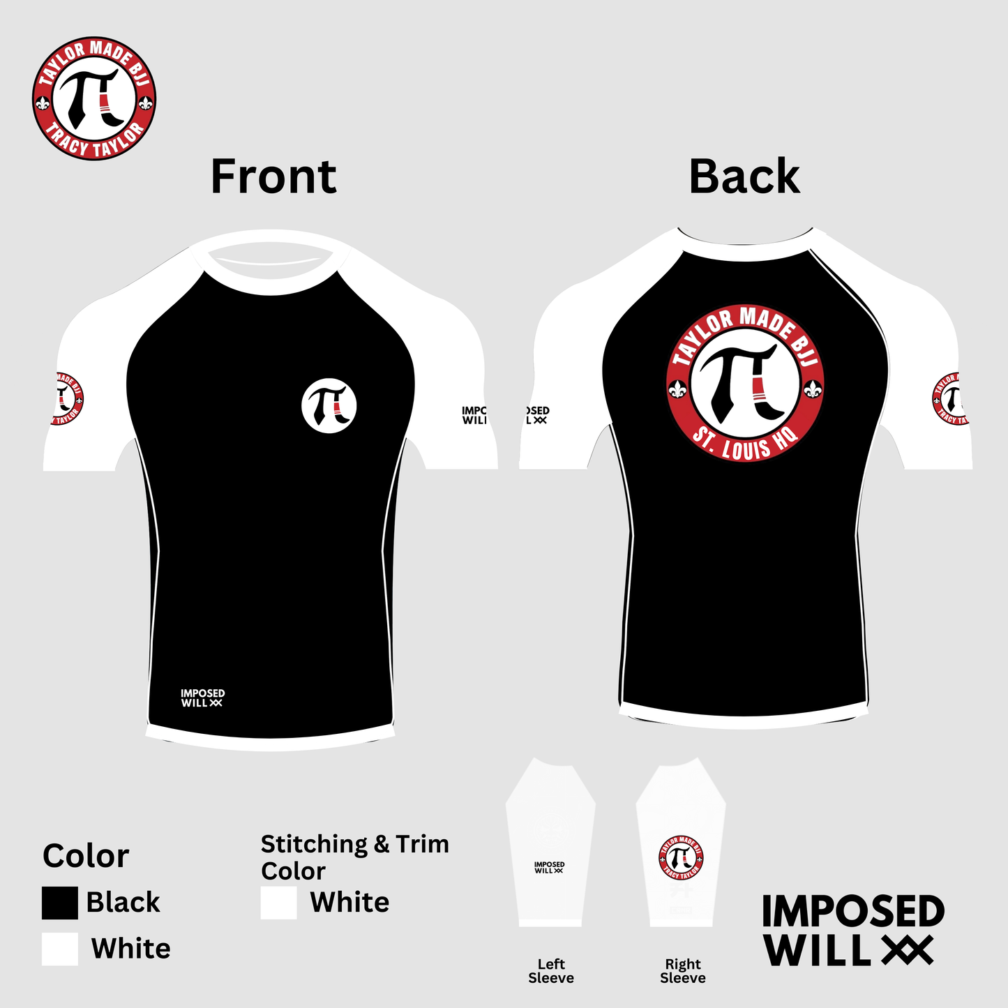 MENS/UNISEX Taylor Made BJJ STL RANKED Rashguard - COMFORT FIT