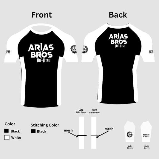 MENS/UNISEX Arias Bros Jiu Jitsu Ranked Rashguard