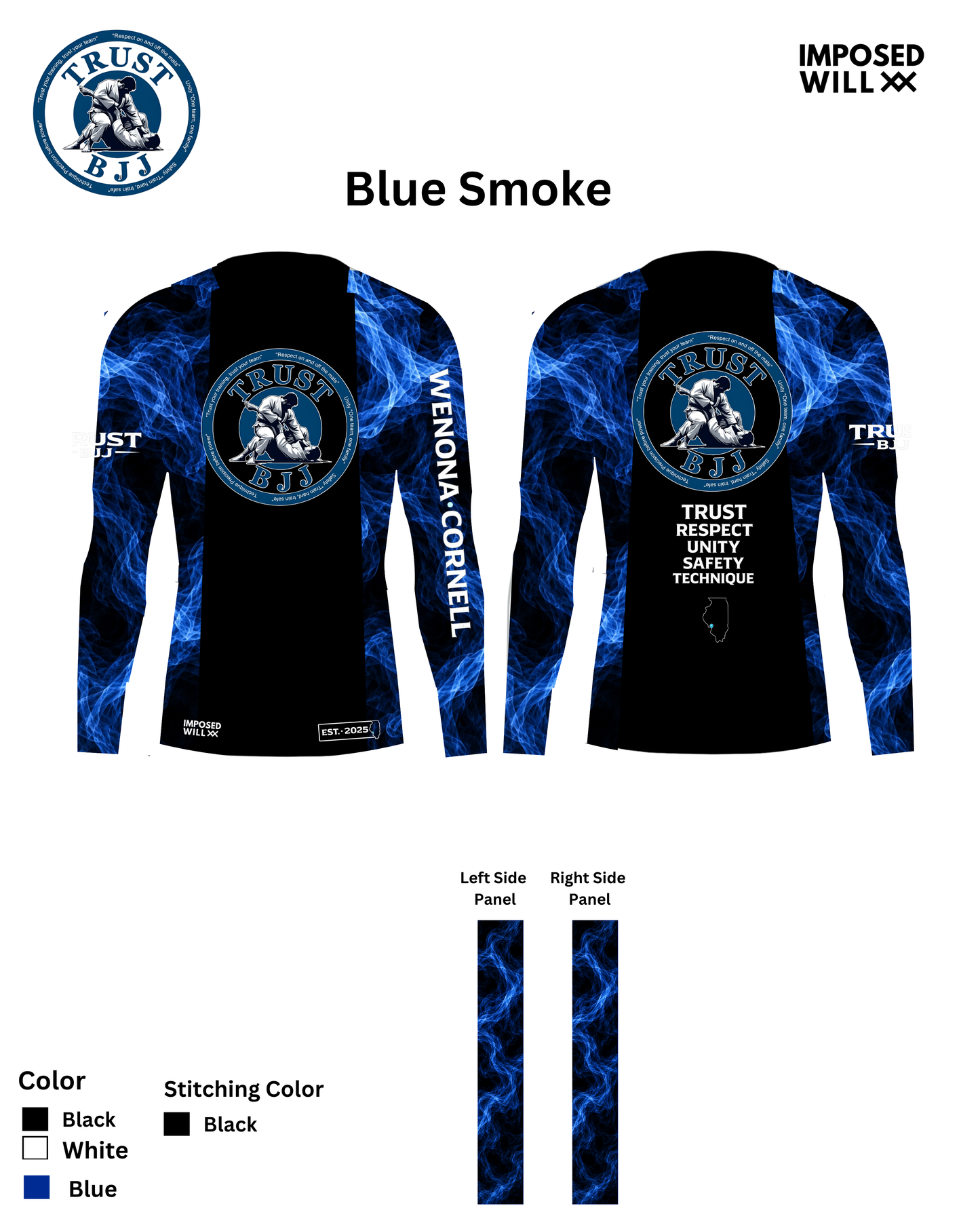 MENS/UNISEX Trust BJJ "Smoke Series" Ranked Rashguard