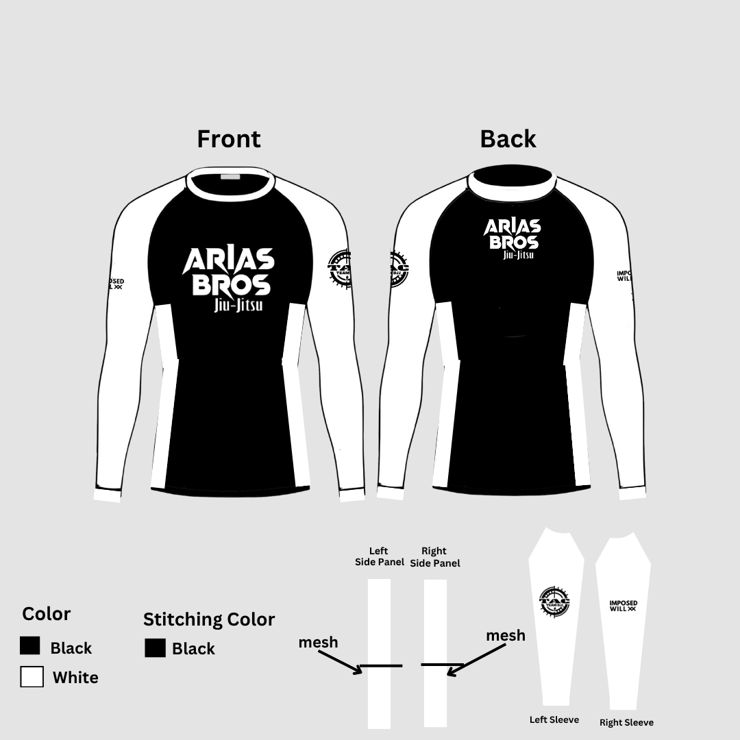 MENS/UNISEX Arias Bros Jiu Jitsu Ranked Rashguard