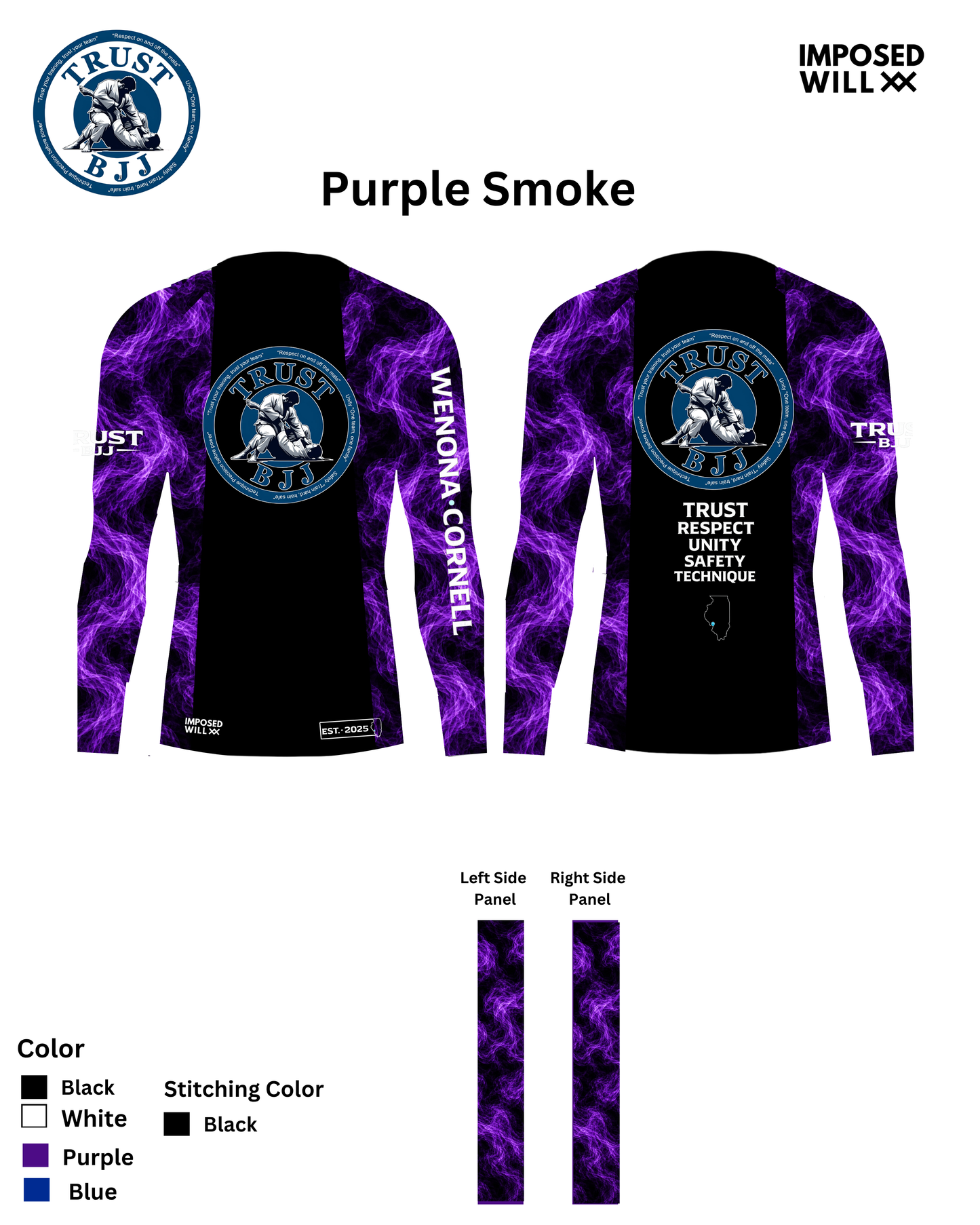 MENS/UNISEX Trust BJJ "Smoke Series" Ranked Rashguard