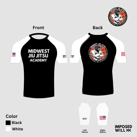 MENS/UNISEX Midwest Jiu Jitsu Academy Ranked Rashguard
