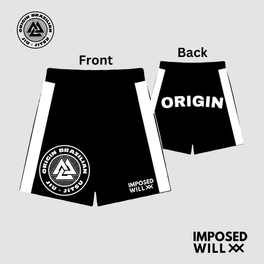 YOUTH Origin BJJ FreeFlo Shorts: Black/White Stripe