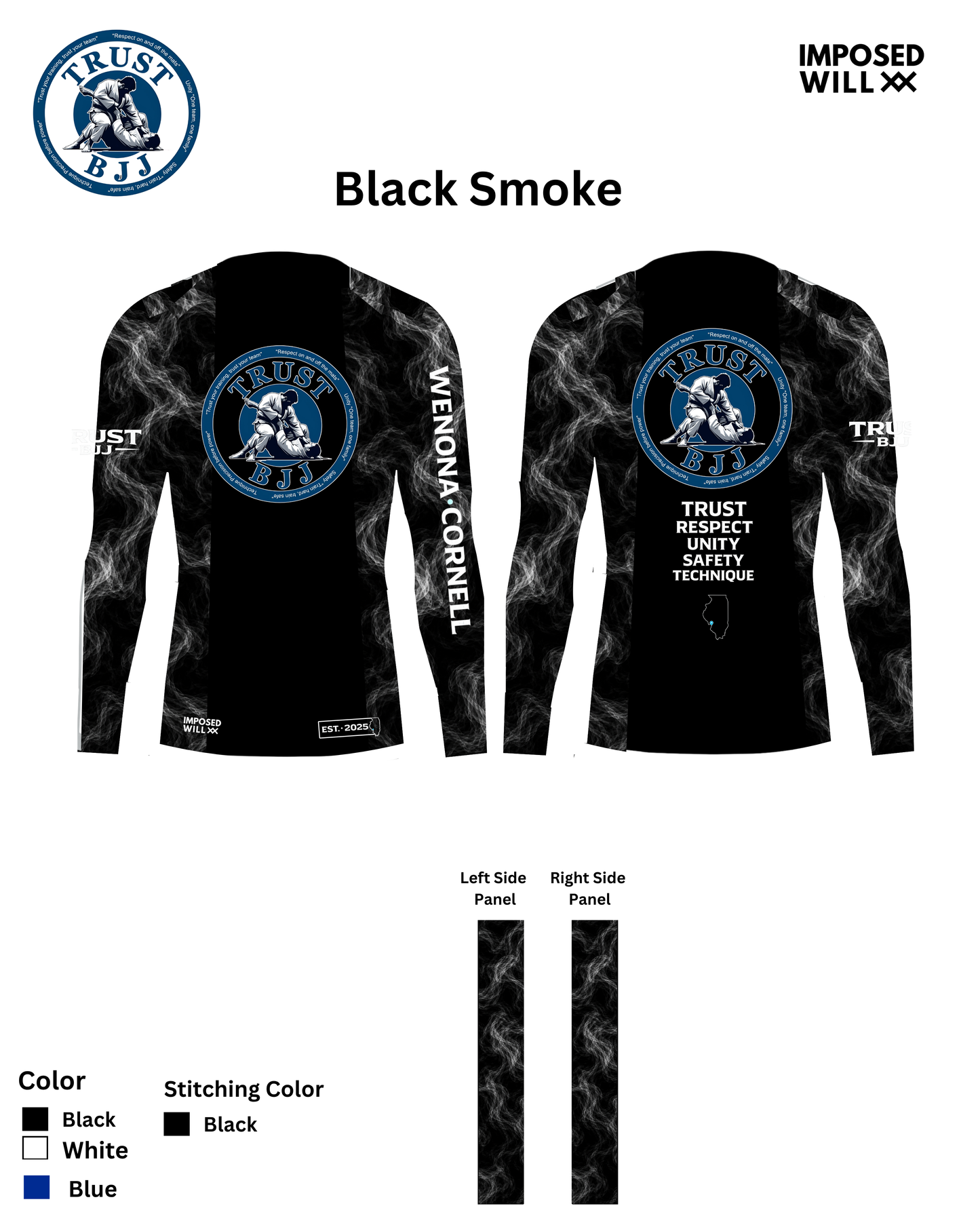 MENS/UNISEX Trust BJJ "Smoke Series" Ranked Rashguard