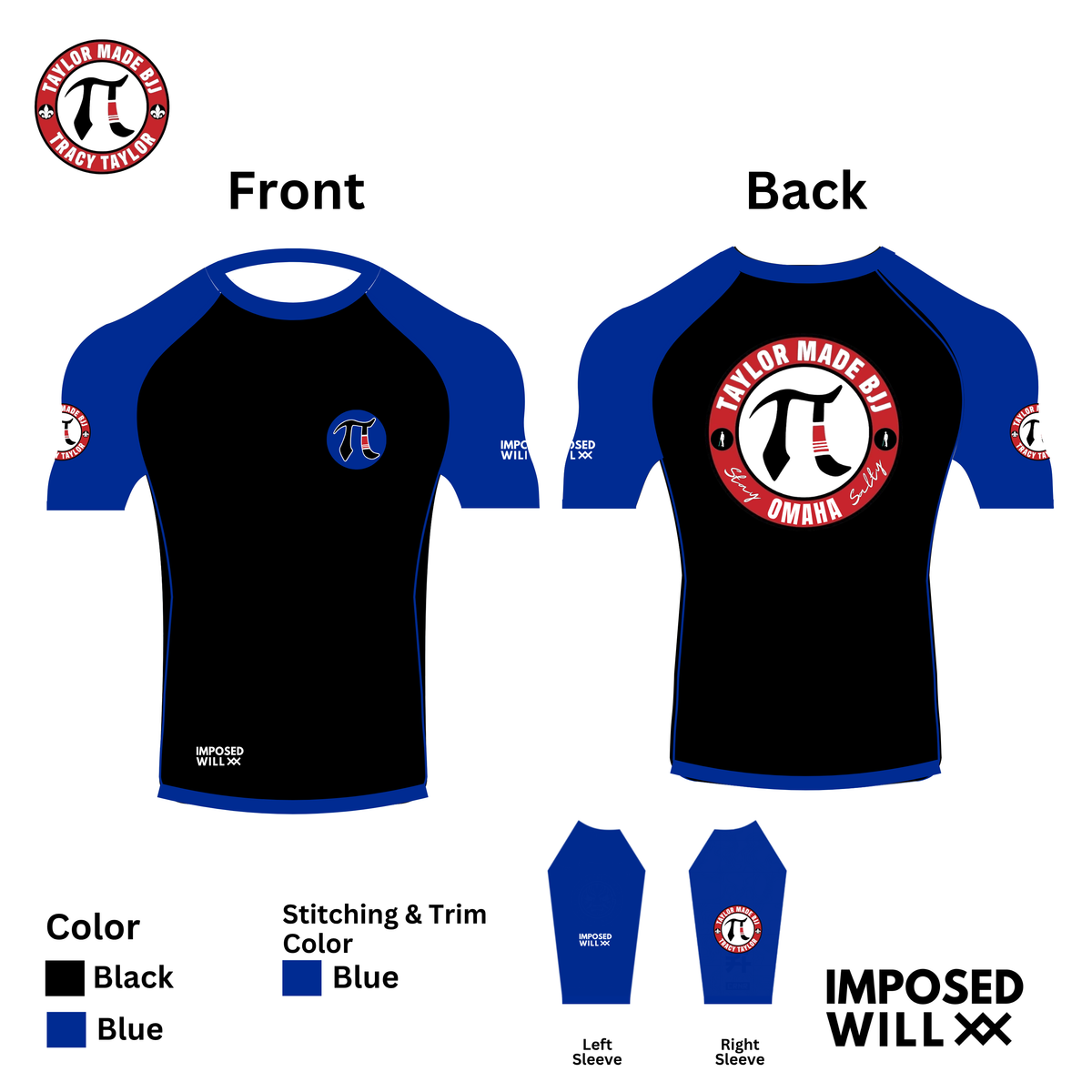 MENS/UNISEX Taylor Made BJJ RANKED Rashguard - COMFORT FIT