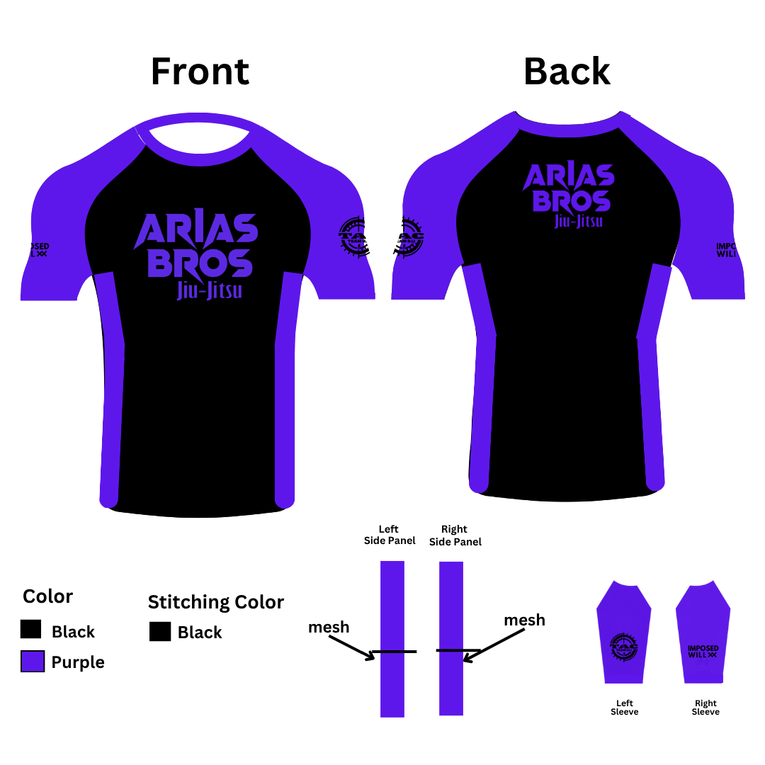 MENS/UNISEX Arias Bros Jiu Jitsu Ranked Rashguard
