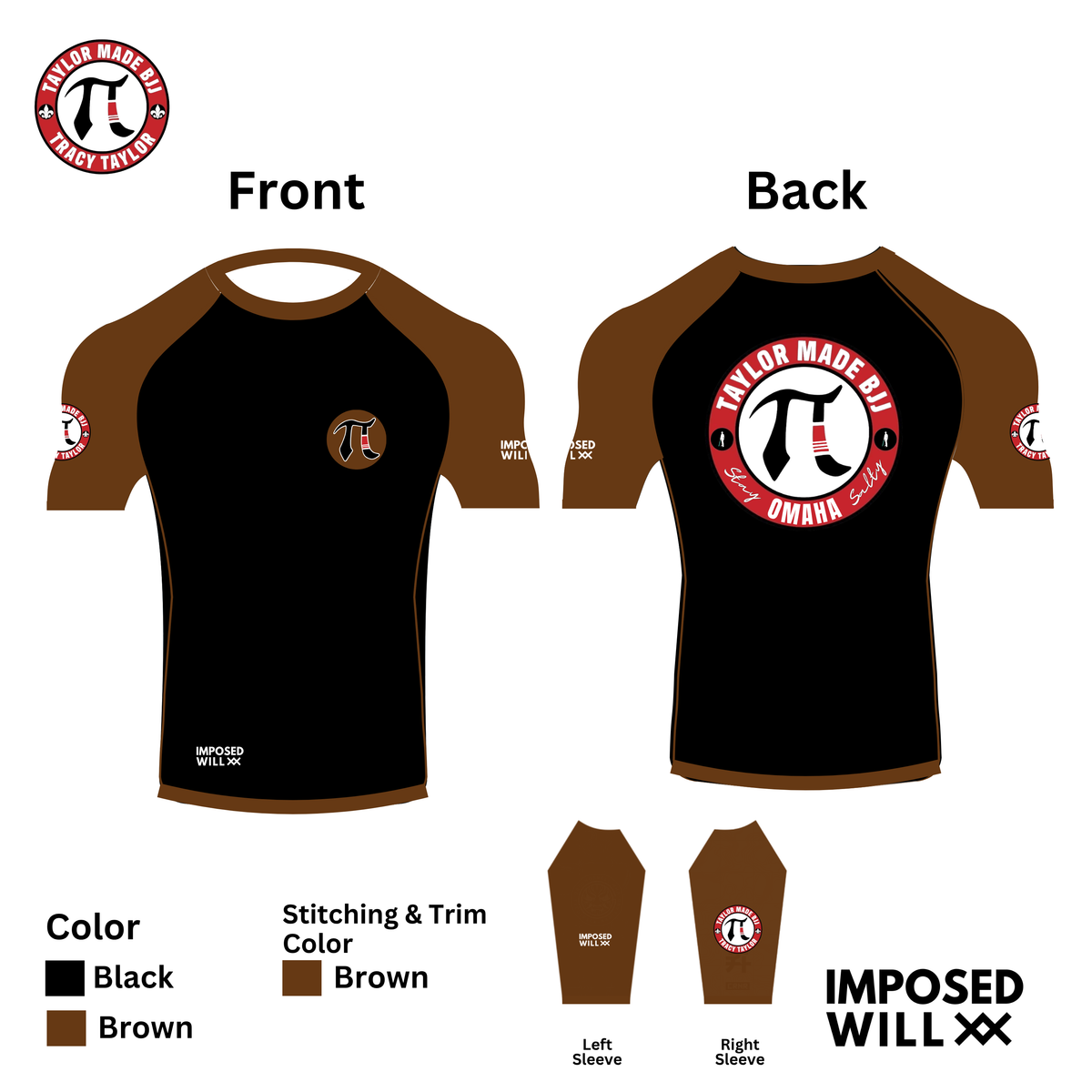 MENS/UNISEX Taylor Made BJJ RANKED Rashguard - COMFORT FIT