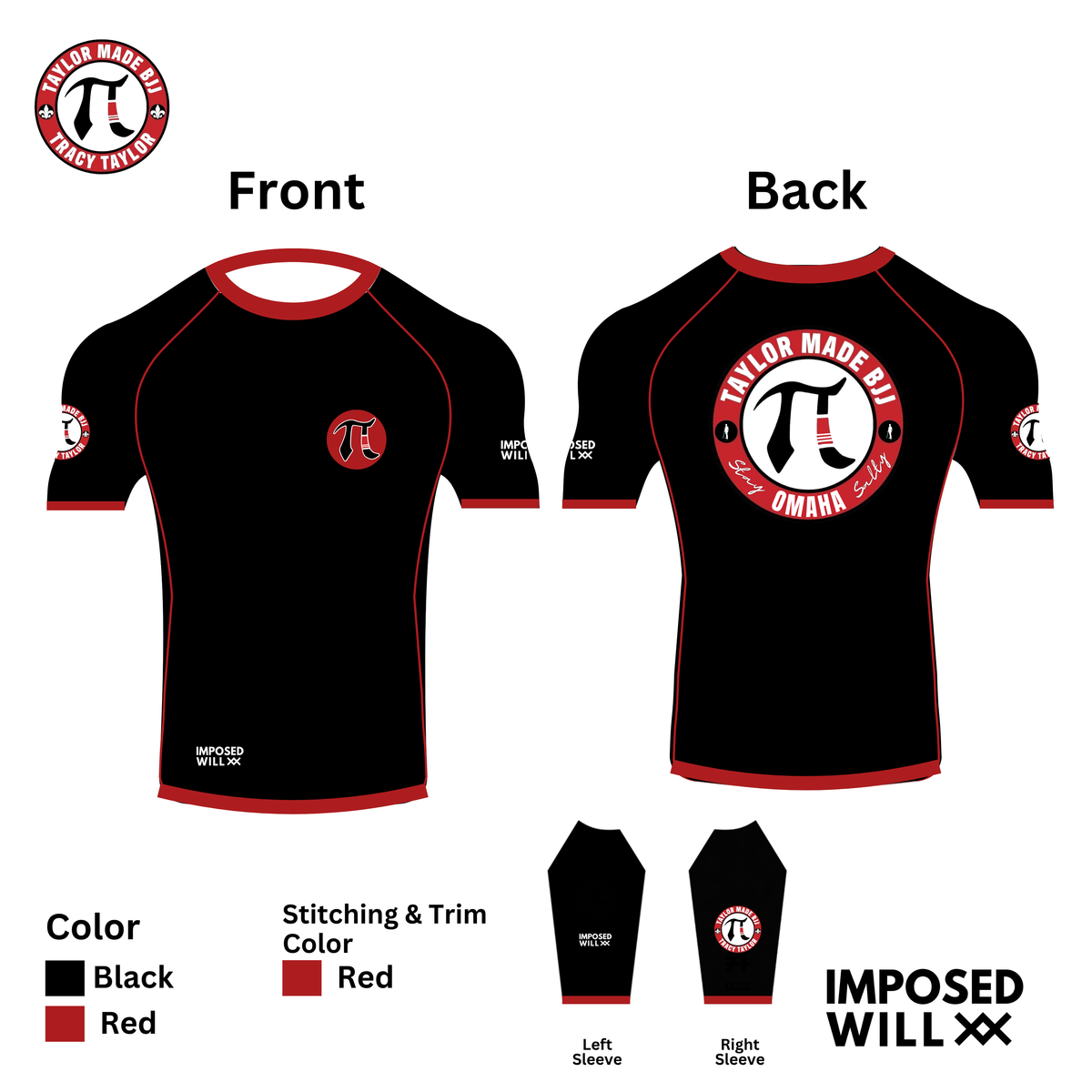 MENS/UNISEX Taylor Made BJJ RANKED Rashguard - COMFORT FIT