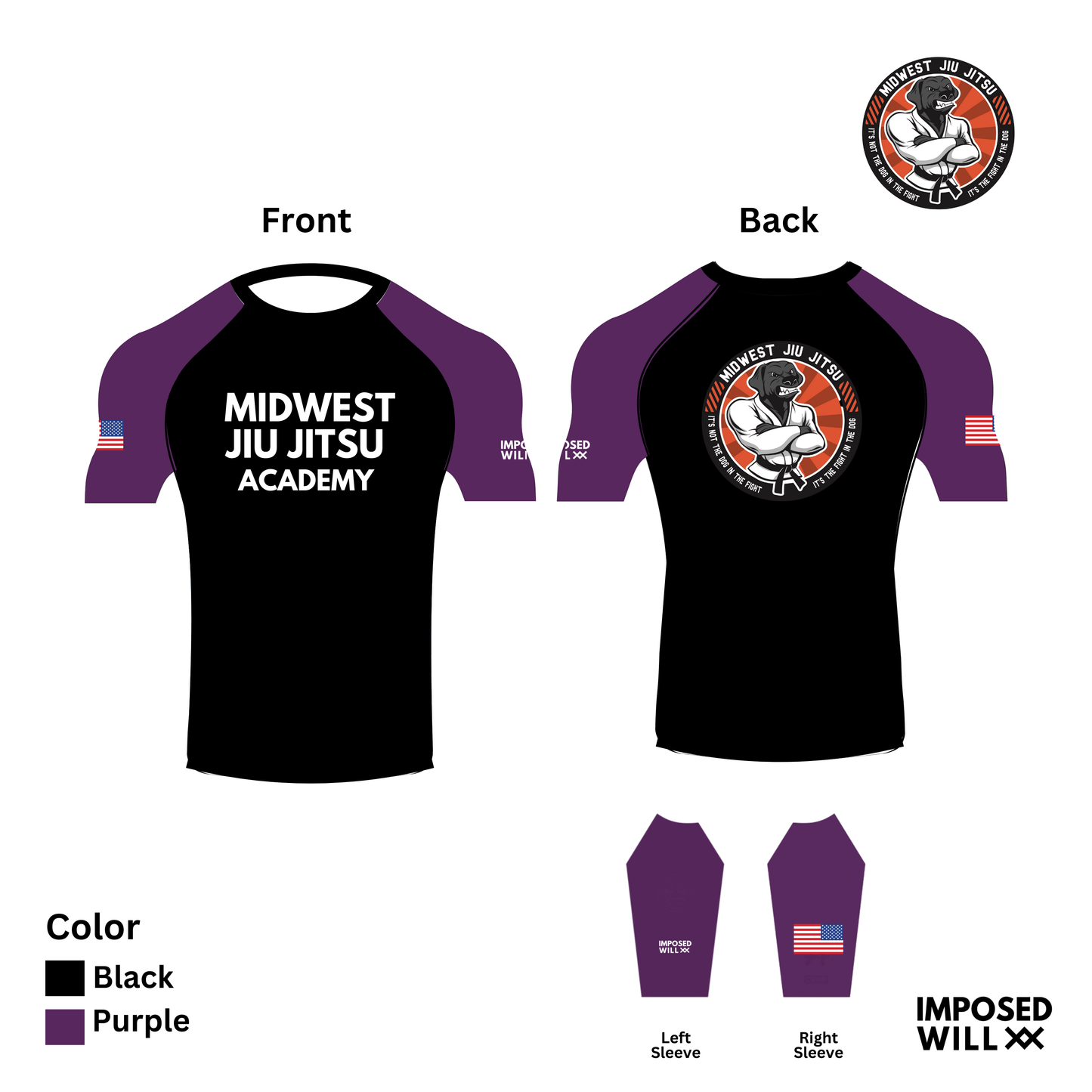 MENS/UNISEX Midwest Jiu Jitsu Academy Ranked Rashguard