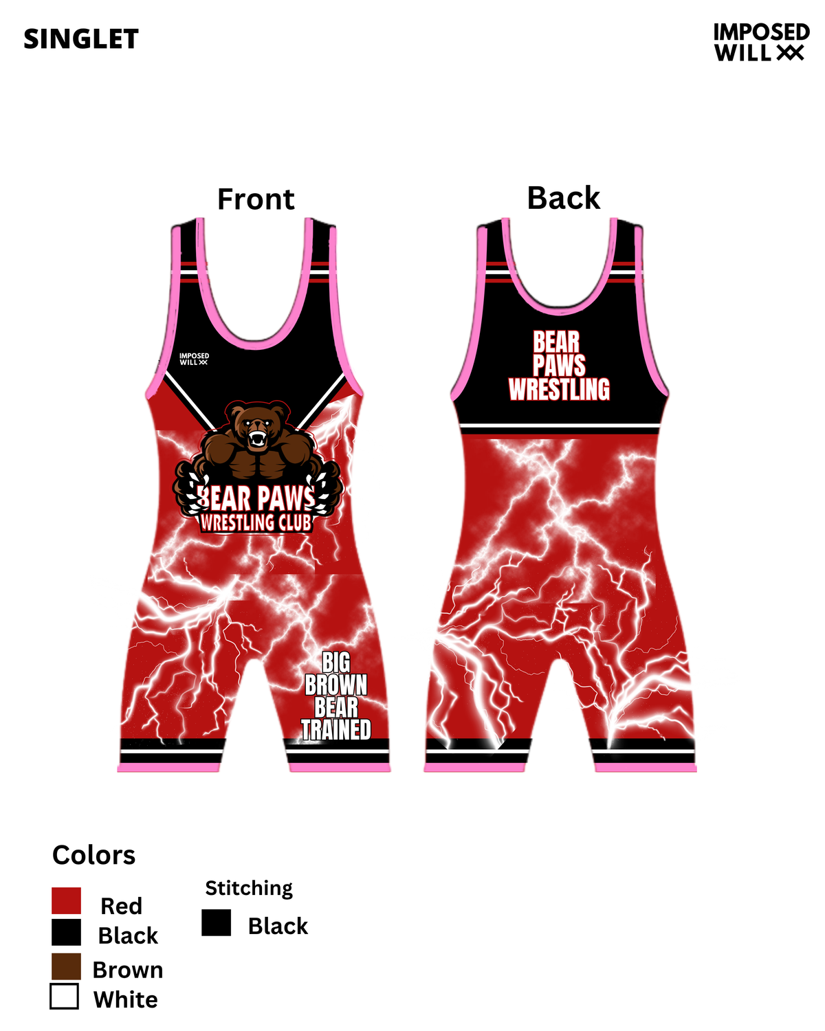 GIRLS/WOMENS Bear Paws Wrestling Club Singlet