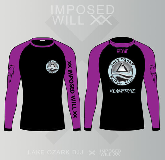 MENS/UNISEX Lake Ozark BJJ Ranked Rash - Long Sleeve: Black/Purple