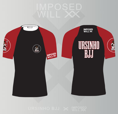MENS/UNISEX Ursinho BJJ Rashguard - Short Sleeve: Black/Red